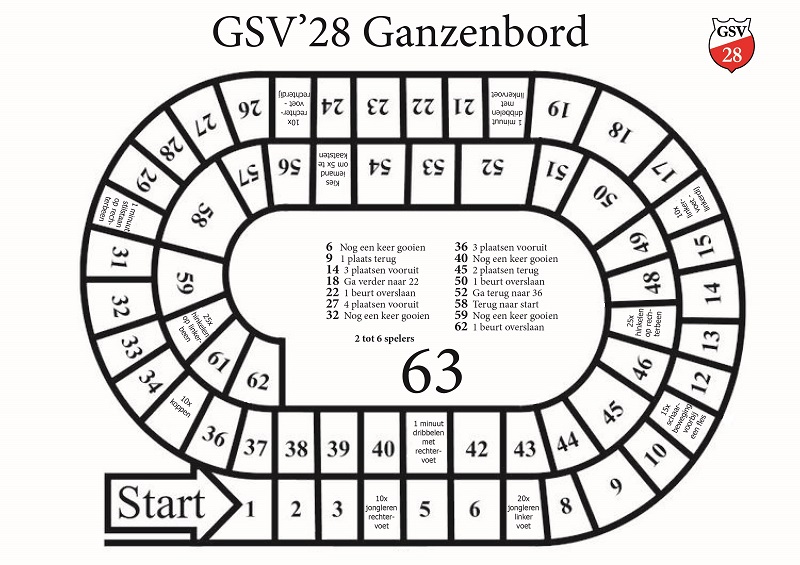 Schuldig nicht Oefenen Speel thuis het GSV'28 Ganzenbordspel | GSV'28